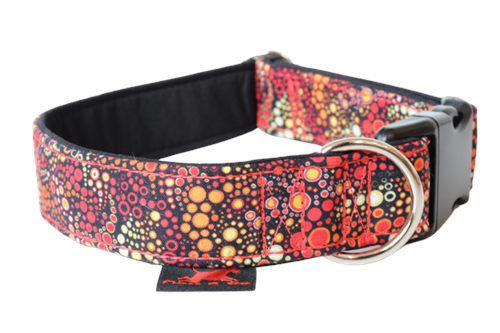 Obojek DESIGN, 3 cm, 35 - 50 cm, červené bublinky - černý - foto 1