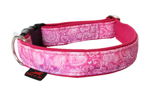 Obojek EASY VZOR, 3 cm, 35 - 50 cm, růžová srdíčka - růžový - foto 1