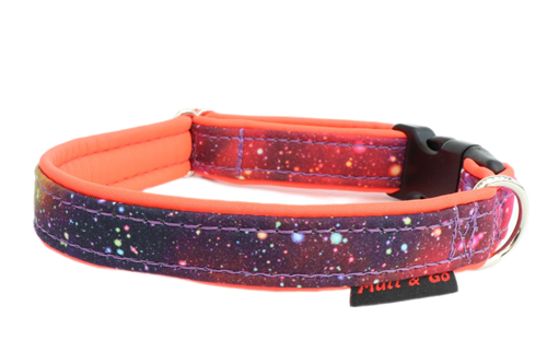 Obojek EASY vzor 2 cm, 25 - 35 cm, barevná mlhovina - neon červená - foto 1