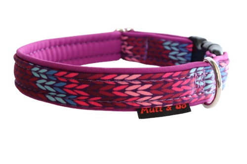 Obojek EASY vzor 2 cm, 25 - 35 cm, pletení - purpurová - foto 1
