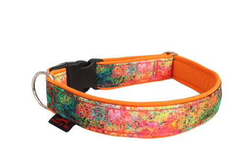 Obojek EASY vzor 3 cm, 35 - 50 cm, barevné obrazce - oranžová - foto 1