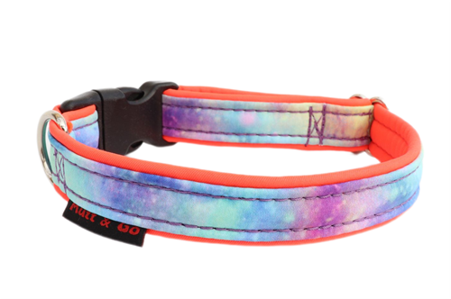 Obojek EASY vzor 2 cm, 25 - 35 cm, mlhovina - neon červená  - foto 1