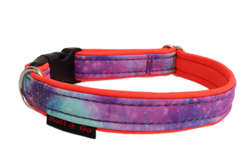 Obojek EASY vzor 2 cm, 25 - 35 cm, mlhovina - neon červená  - foto 1