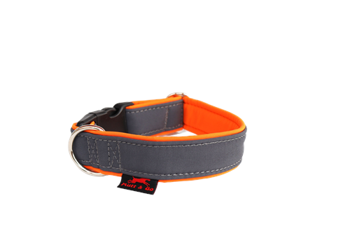 Obojek EASY 3cm, 28-38cm, tmavě šedý-oranžový - foto 1