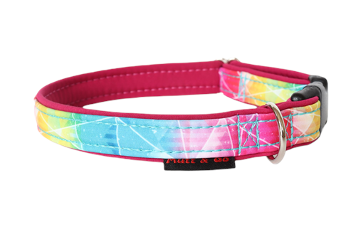 Obojek EASY 2 cm, 30 - 45 cm, barevné trojúhelníky - tm. růžová - foto 1
