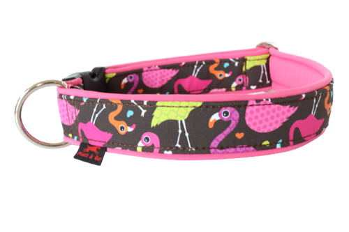 Obojek EASY vzor 4 cm, 45 - 65 cm, plameňáci - sv. růžová - foto 1