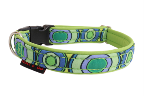 Obojek EASY vzor 2 cm, 25 - 35 cm, zelené kruhy - zelená - foto 1