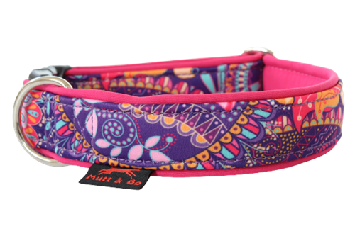 Obojek EASY vzor 3 cm, 35 - 50 cm, ornamenty - tm. růžová - foto 1